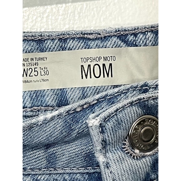 NWT Topshop Moto High Waisted Mom Jeans Mid Blue Womens Size 25 - Picture 7 of 7